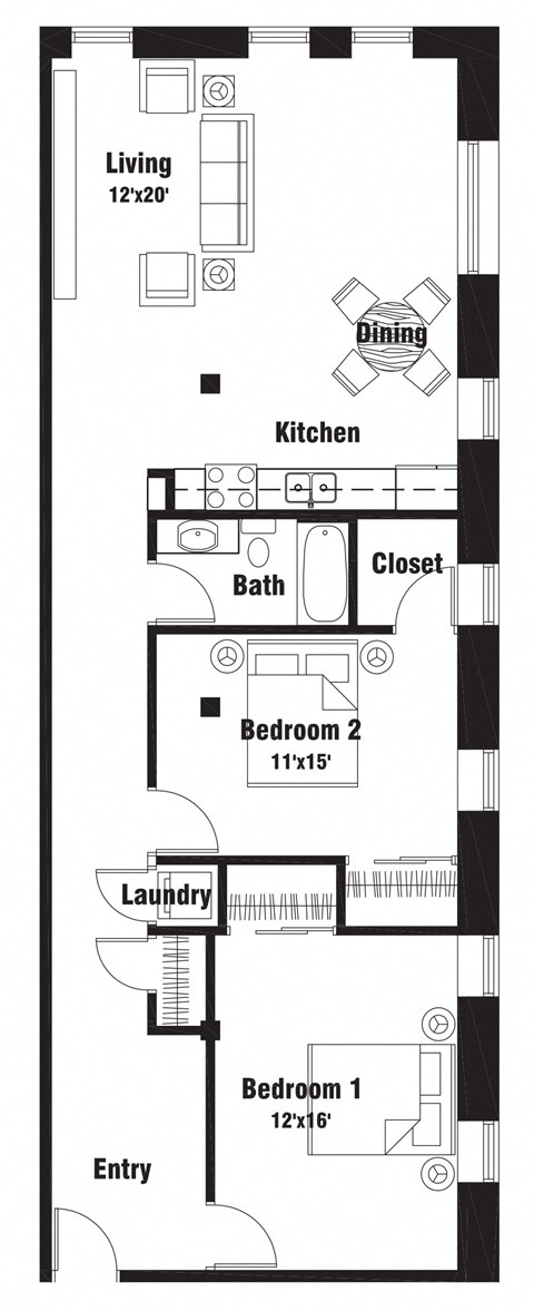 B4 Floor Plan at Riverpoint Lofts, Des Moines, IA  